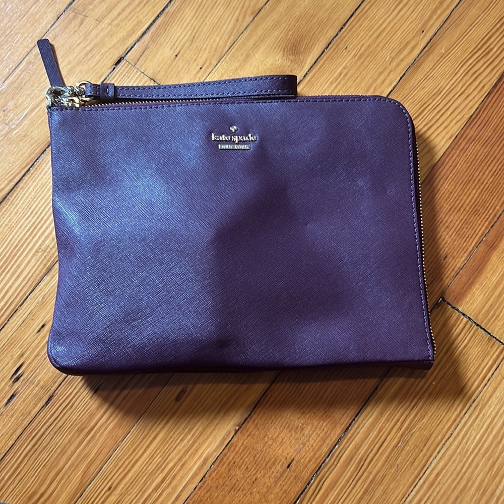 Kate spade eggplant leather clutch